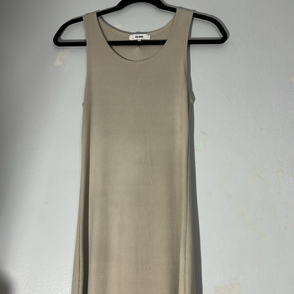 Joah Brown Cream Ribbed Bodycon Midi Dress S / M - Picture 6 of 8
